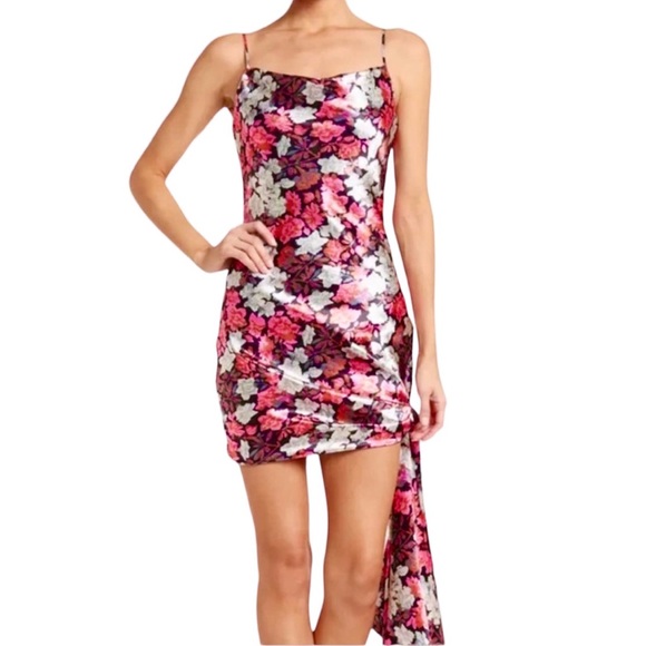 cinq a sept Dresses & Skirts - CINQ A SEPT Ryder Satin Mini Dress NEW Black Floral Multi Size 6